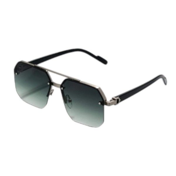 Luxury Rimless Gradient Square Sunglasses - Black &amp; Green