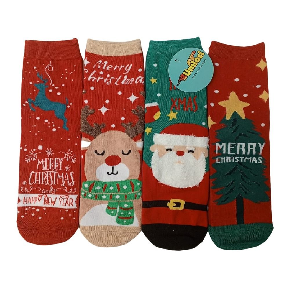 Christmas Design Kids Unisex Socks - 4 Pack- UK Junior 2 - 4