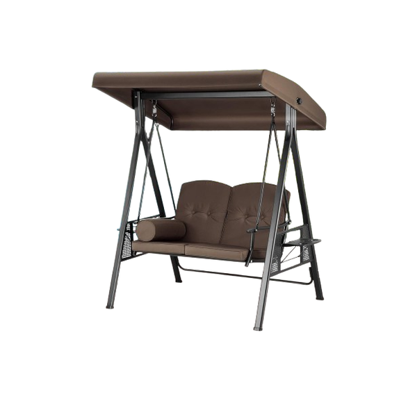 2-Seat Patio Swing Chair with Adjustable Canopy