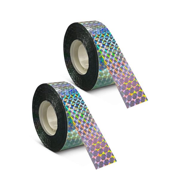 2 Roll Birds Scare Reflective Ribbon, Dual-Sided Flashing Streamers