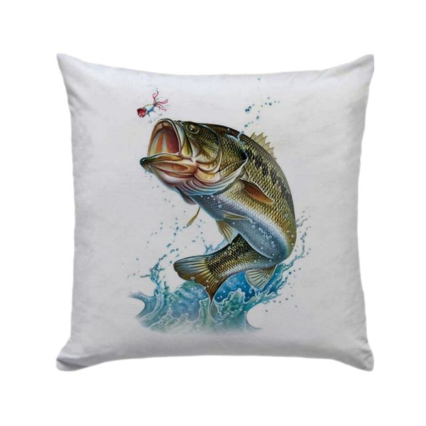 Bass Fish Decor Pillow 30cm x 30cm