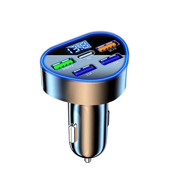 Car Phone Charger USB Type C Super Fast Charger with LED Voltage Monitor