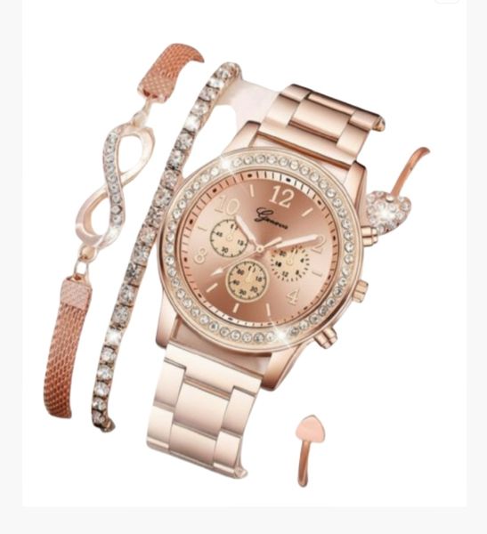 Ladies Classic Watch with 3Pcs Bracelets