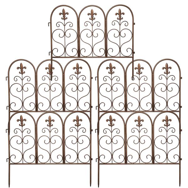 55cm Metal Garden Fence Panels Low Mesh Rail Yard Balcony Lawn-Copper