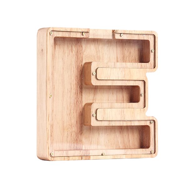 Natural-Wood Decor Money Coin Box - Piggy Bank - E