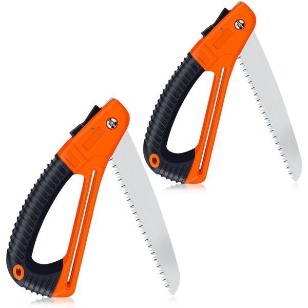 Folding Hand Saw Pruning Camping Saws with 17cm SK5 Steel Blade 2Pack
