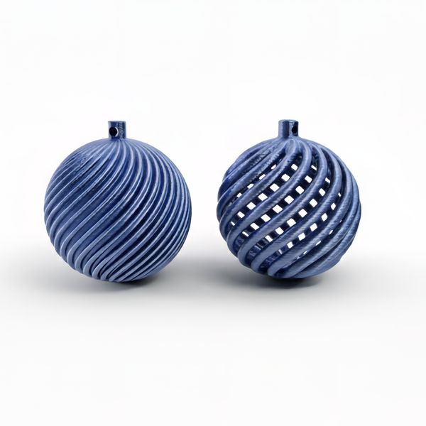 Christmas Tree Decorations - Swirl Design Balls, 4 Pack (Silver &amp; Blue)