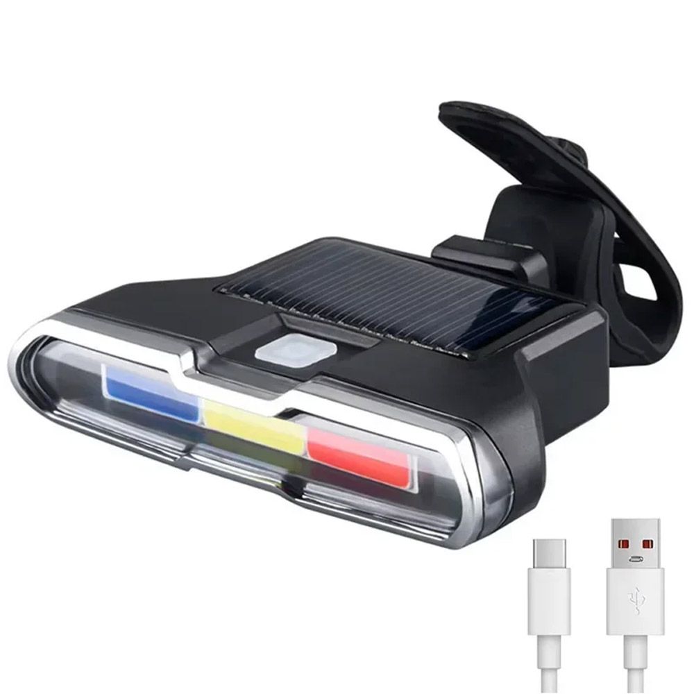 Auto Solar charging USB charging Tricolor Bicycle Waterproof Taillights