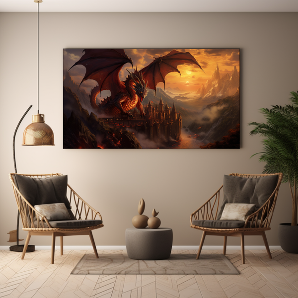Canvas Wall Art - Fantasy Dragon Realm - BK0037