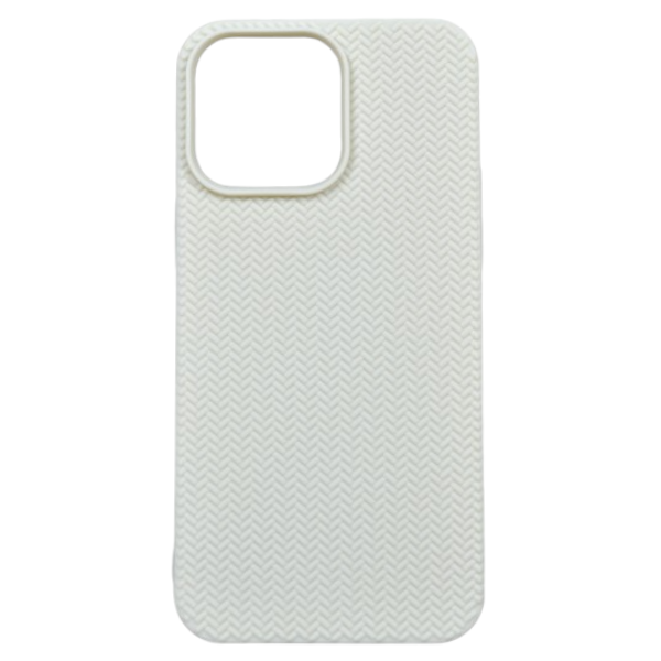 High Quality Plain Weave Pattern Phone Case For iPhone 14 Pro Max - White