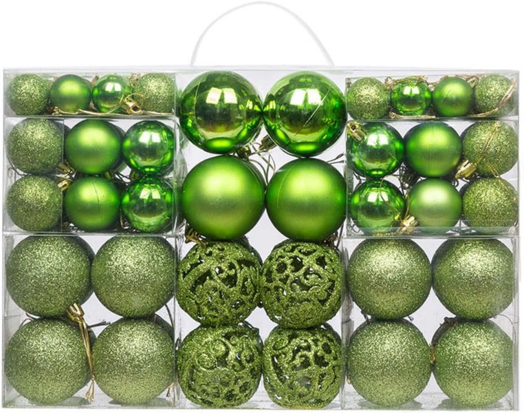 100pcs Christmas Ball Ornaments - Lime Green