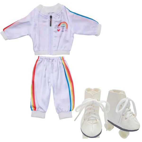 Retro Baby Doll Clothing Outfit and Roller Skates Set