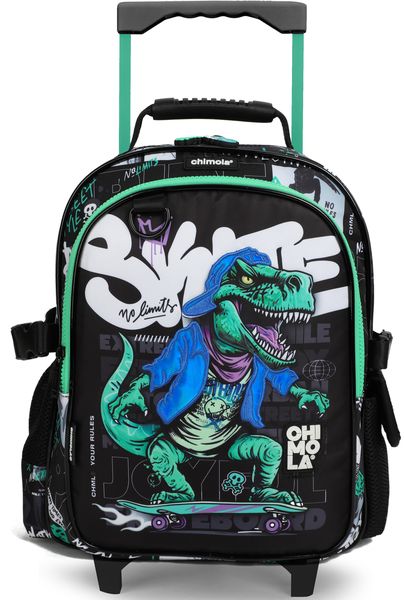 Chimola Dino Skater Kids School Trolley Backpack