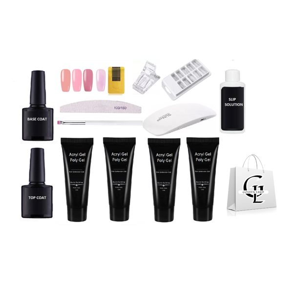 Polygel Nail Kit | Complete Set with UV Lamp and Slip Solution