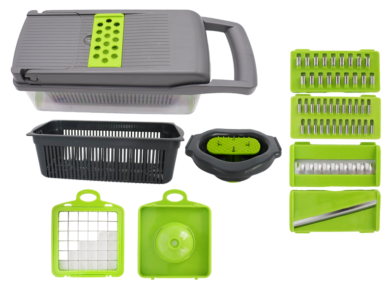 10-Piece - Multi-Purpose Vegetable Chopper - Black and Green
