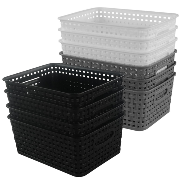10Pack Plastic Storage Baskets for Household Organization