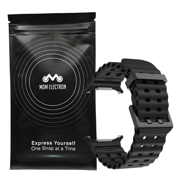 Silicone Marine Strap Compatible With Samsung Galaxy watch Ultra-Black