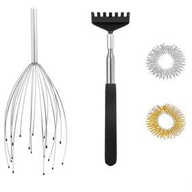 Head Massager Scalp With Extendable Back Scratcher Finger Massage Rings