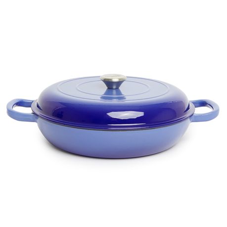 Valor 3.25 Qt. Galaxy Blue Enameled Cast Iron Brazier / Casserole Dish with  Cover