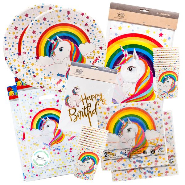 Rainbow Unicorn Party Set - 10 Piece for 20