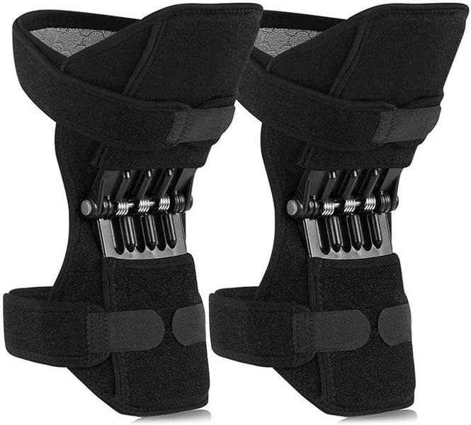 Knee Booster Support Brace for Hiking and Sports Adjustable, Black (Pair)