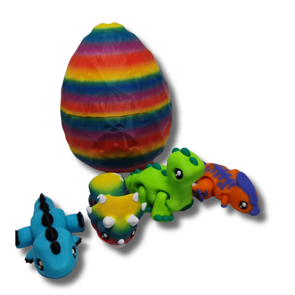 Dinosaur Egg Fidget Set - 4 Mini Sensory Dinosaurs - 3D Printed
