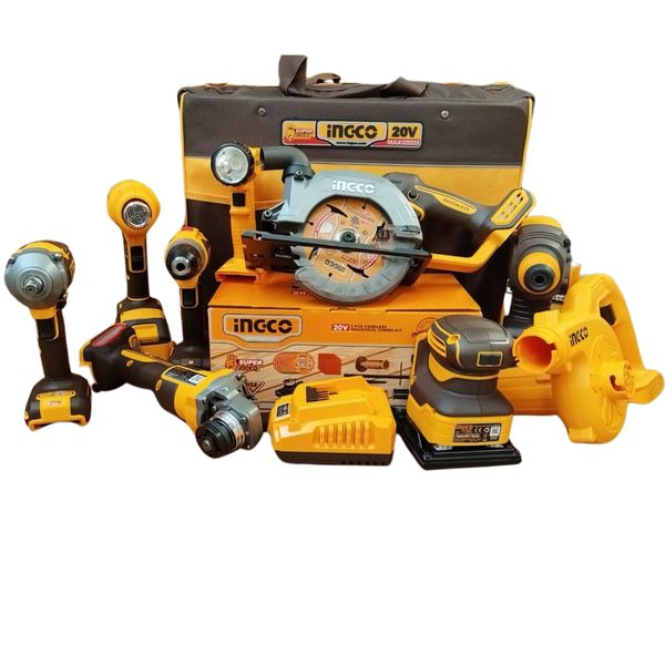 Ingco - Lithium- Ion Industrial Power Tool Combo - 9 Piece