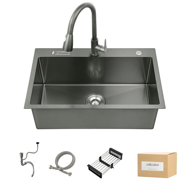 Heartdeco Stainless Steel Kitchen Sink Set (60x45cm) - Silver