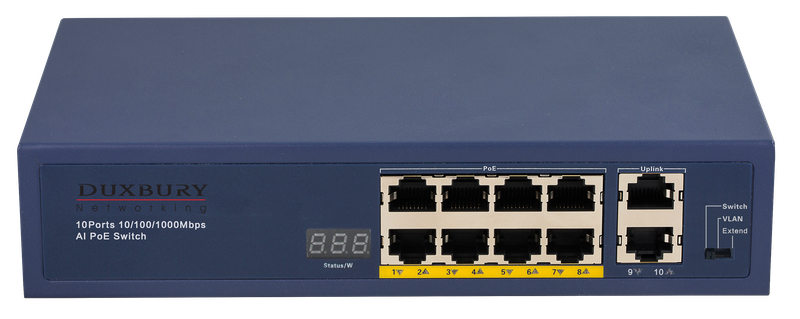 Duxbury 10 Port Gigabit Switch With 8 Port PoE+