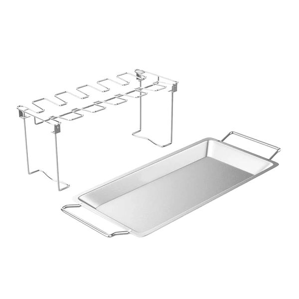 Stainless Steel Chicken Wing Leg Rack Grill Holder with Drip Pan for BBQ