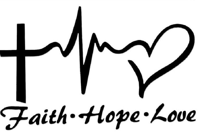Faith Love Hope Vinyl Sticker (Black)