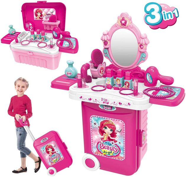 Vanity Dressing Play Set in Luggage Trolley