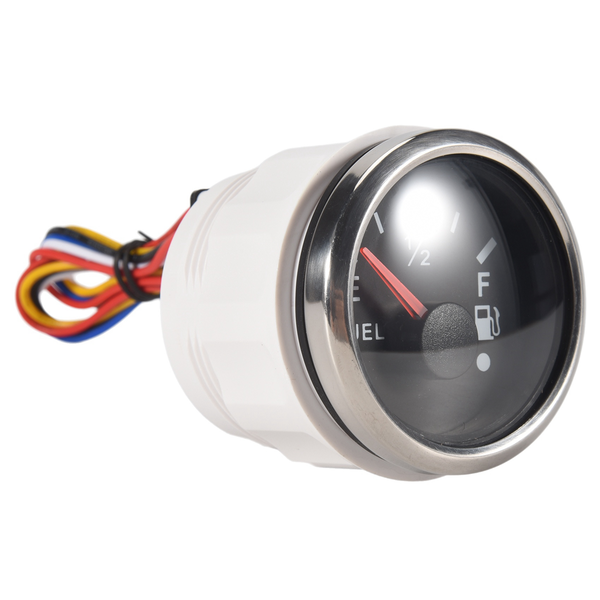 52Mm Fuel Level Gauge 0-190Ohm Switchable 240-33Ohm With Alarm Black