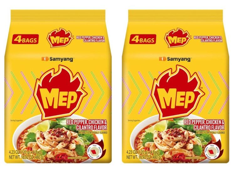 Samyang MEP Noodles - Red Pepper, Chicken &amp; Cilantro - 8 Pack