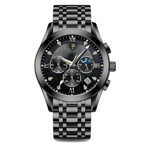 Haiaveng Fashion Men's Watches Quartz Watch, Stainless Steel - Black