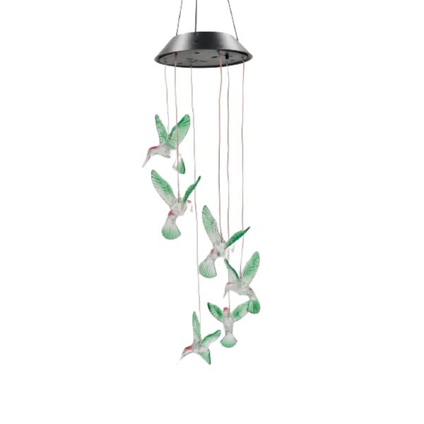 Solar Power Humming Bird LED Wind Chime Lamp
