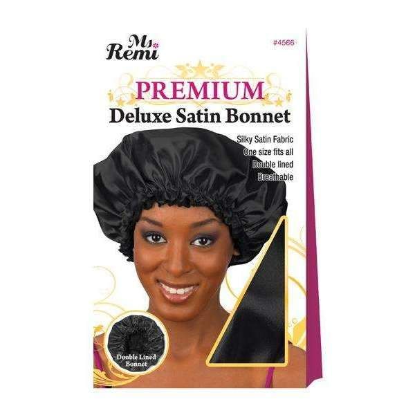 Ms. Remi - Deluxe Satin Bonnet Black- 4 Pack