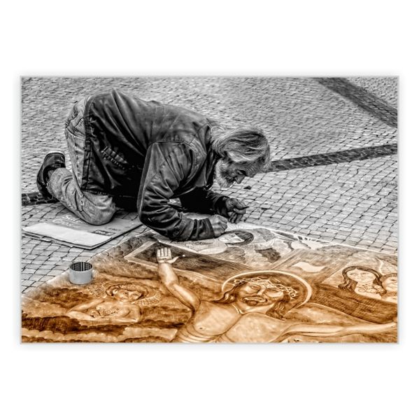Old Man Painting Jesus - A1 Poster