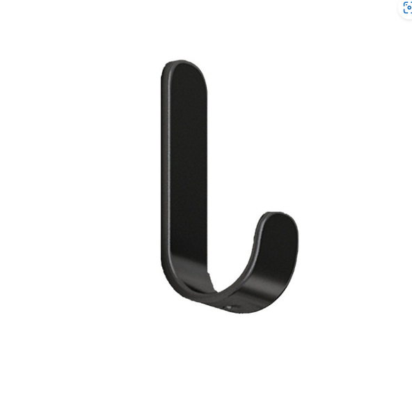 Sleek Black Adhesive Hook | Rust-Resistant | Strong Hold for Keys, Robes &amp;