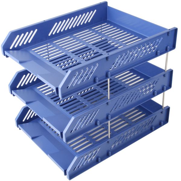 DELI 3-Tier Letter Tray -Plastic (Blue)