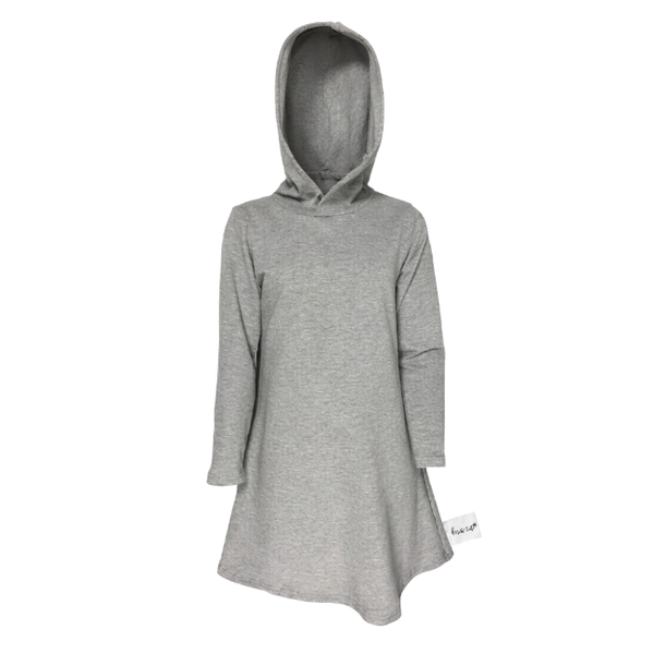 Toddler/Kids - Hooded Dress - Knee Length/Long Sleeve - Grey