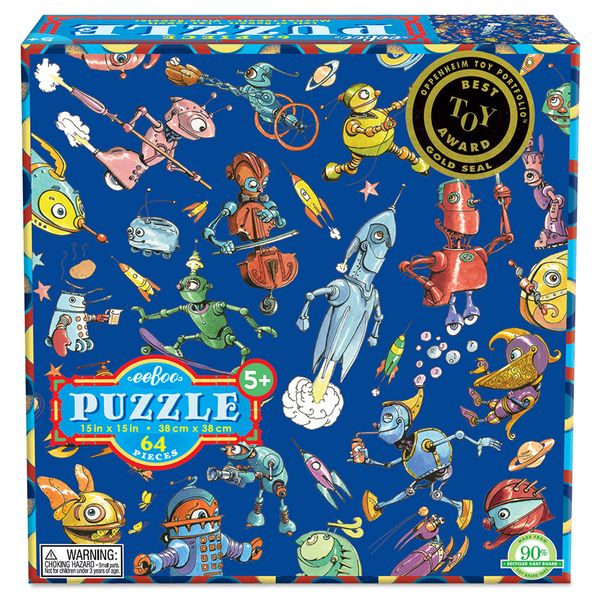 eeBoo Children's Puzzle - Lots of Robots (64 Piece)