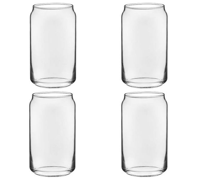 Retro Can-Style Glass Drinkware Set - 500ml (Set of 4)