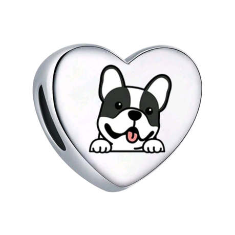 Heart Shaped French Bull Dog Charm for Pet Lovers Charm Bracelets Image