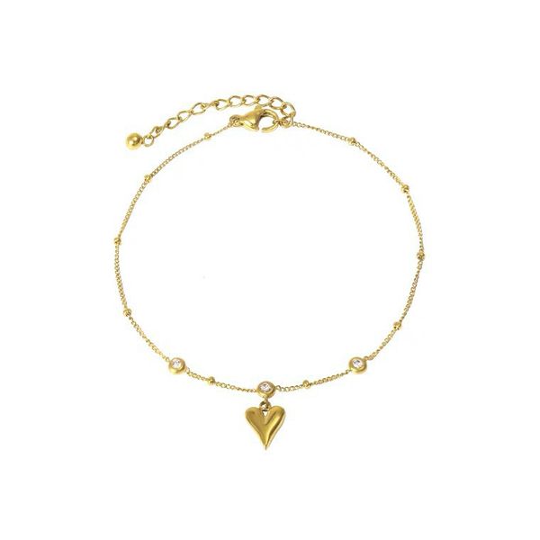 Titanium Anklet With Gold Heart Inlay Design