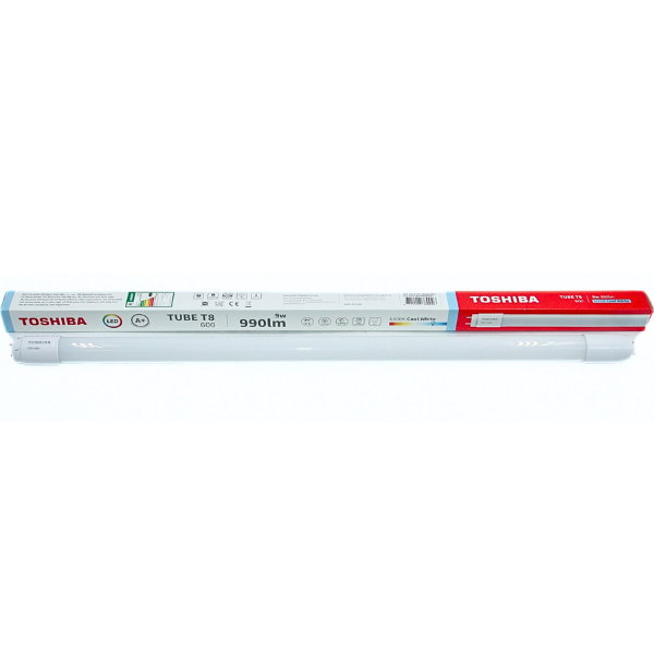 Toshiba T8 LED Glass Tube 600mm 9W Cool White 6500K - 25 Pack