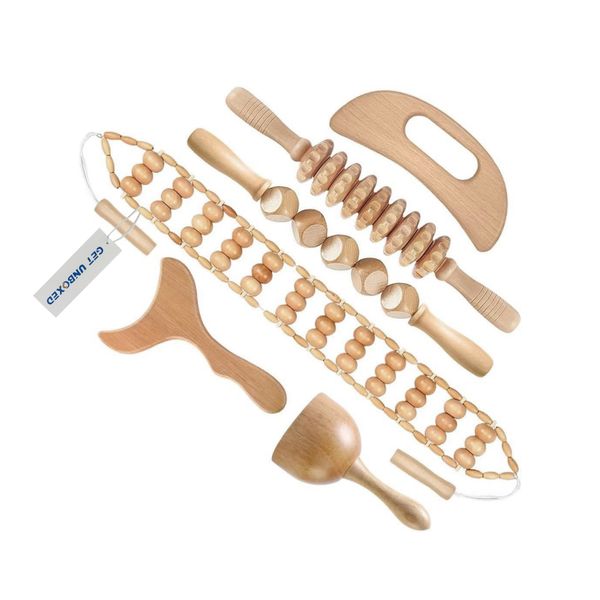 GET UNBOXED 6 Pieces Massage Tools Massage Rollers Wood Massage Sticks