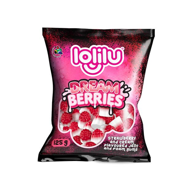 Lolilu - Dream Berries -24 x 125g Case-Strawberries &amp; Cream Flavoured Chews