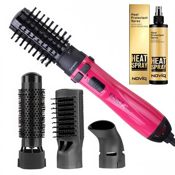 ENZO 4-in-1 Hot Air Multi-Styler w/Rotating Brush + NOVIQ Heat Spray 250ml