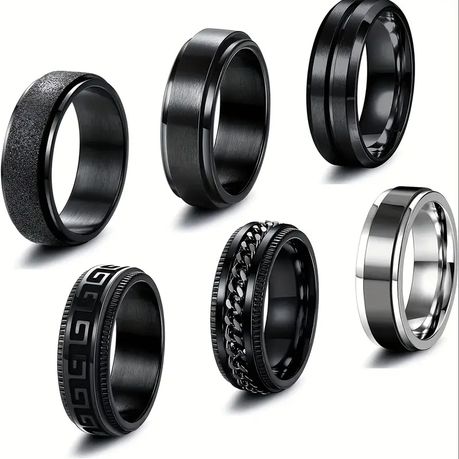 Stainless Steel Rings Variety Set - 6-Piece Image